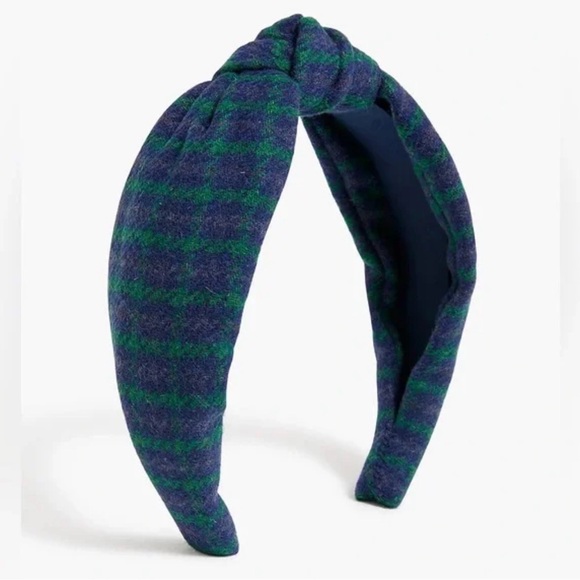 🏷️NWT J. Crew Factory Houndstooth Knot Headband Wool Blend Spruce & Antique Navy - Picture 11 of 11